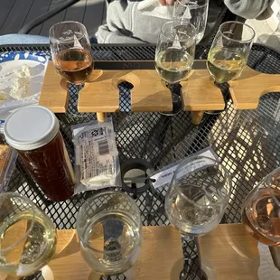 wine, cheese and bread