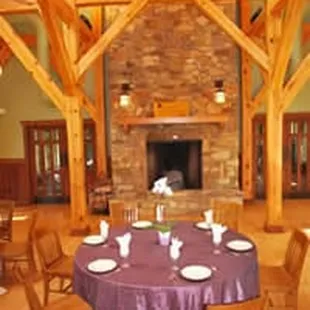 Small dining room with fireplace seats 30