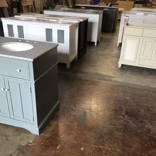 We have great prices and a large selection of bathroom vanities and more