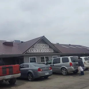 cars parked in front of the store