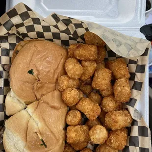 Swiss dip with Cajun Tots.