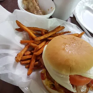 a burger and french fries