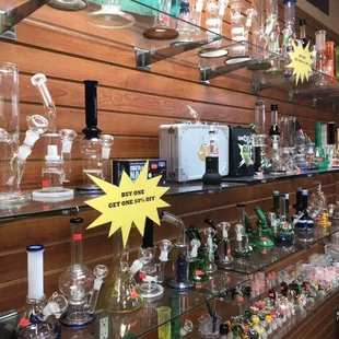 Water pipes ranging from $15-$150. Buy one get 2nd half off
