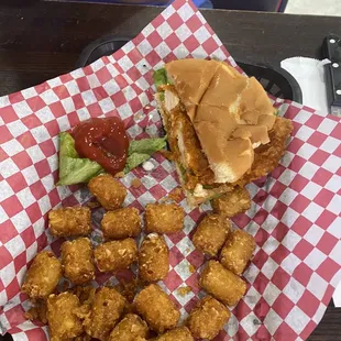 Buffalo chicken sandwich 1/2 eaten