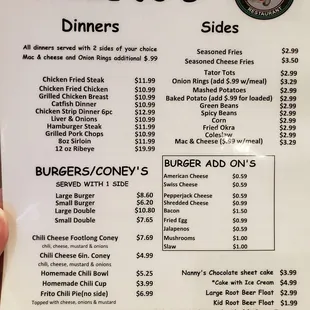 Lunch/Dinner menu