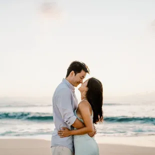 Romantic sunset engagement session on the west side of Oahu