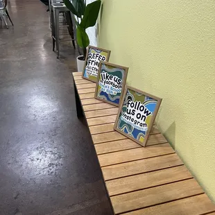 Bench with referral and social media information!