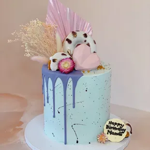 a cake decorated with flowers