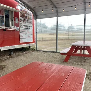 Truck and seating area - covered (so no fear if it's raining!)