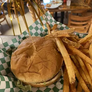 Burger and home fries