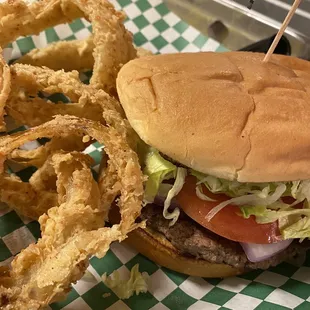 Ole fashioned hamburger and hand battered onion rings...