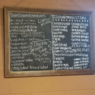 Chalkboard menu.