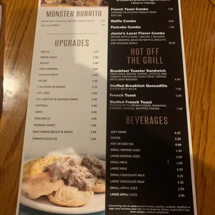 Breakfast menu page two