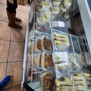 a display case of pastries