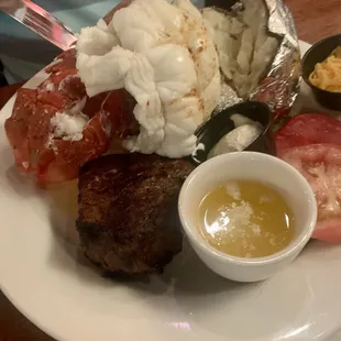 Lobster and steak dinner