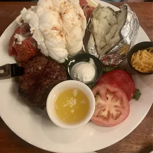 Lobster and steak dinner
