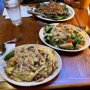 Pad Thai, fried rice, trout.