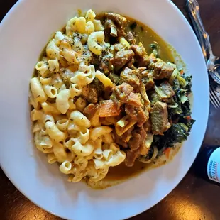 Goat with Mac and Greens