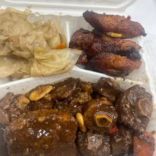 Oxtail Stew  Sauteed Cabbage Fried Plantains
