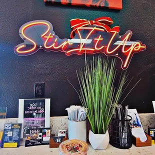 Coffee bar and my Sugar Cookie double protein coffee.