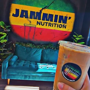 VIBES!!!! This Lil place is so cute! Double "Sugar Cookie" protein coffee.