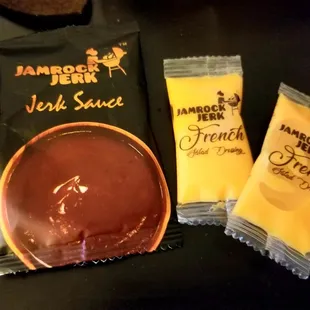 a bag of jamrock jerk sauce and a packet of jamrock jerk sauce