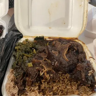 Sweet Collard Greens, Firm rice &amp; Peas, Tender Oxtails