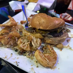 Oops, forgot to take a before pic! Dinner with the fam. Had the pb&amp;j burger with garlic fries