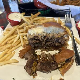 Big double patty PB&amp; J burger without flavor.