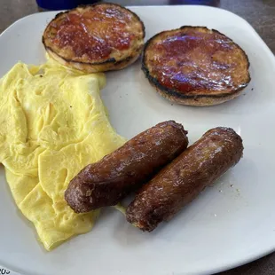 2 Eggs Any Style, 2 Sausage Links and English Muffin