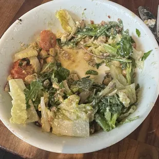 When you can see the dressing pooling at the bottom, you know it's too much.