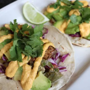 two tacos on a plate