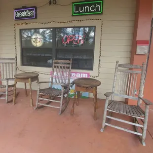 chairs and a refrigerator