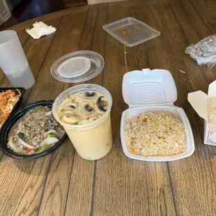 Fried rice pad Thai Tom kha soup