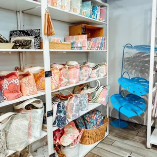 Lots of different bags and prints