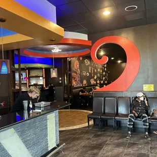 people sitting at the counter