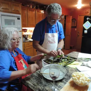 Preparing Blue Corn Crusted Green Chile Rellenos (Accommodating Handicapped cook)
