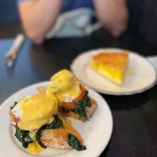two plates of food on a table