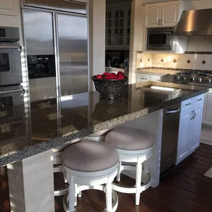 Low stools for easy food prep.