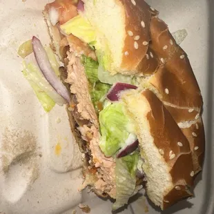 Inside of Salmon Burger