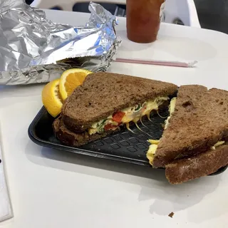 Veggie Egg Sandwich with Mixed Cheese