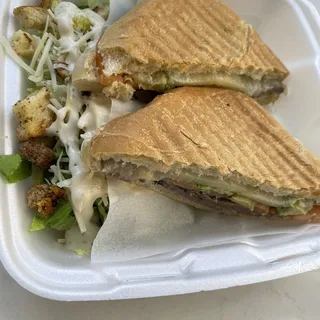 New Yorker Panini with a side of Caesar salad