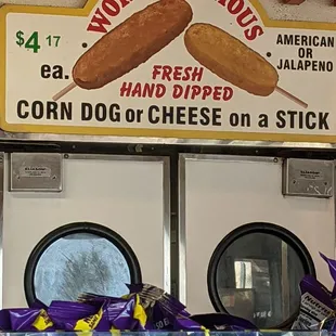 Closeup of corn dog menu option