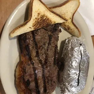 8 oz New York Strip and baked potato
