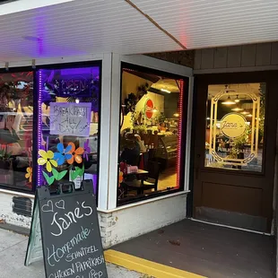 the front of the restaurant