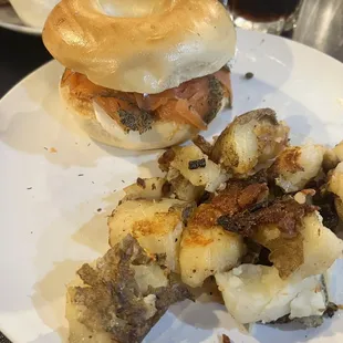 Bagel and home fries