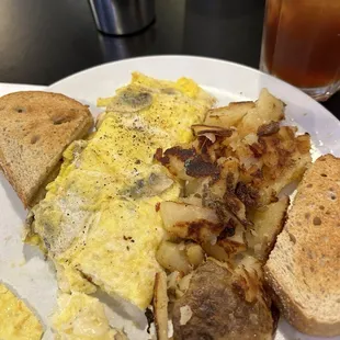 Cheese and mushroom omelette, absolutely delicious