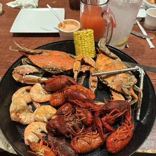 Amazing meal Boiled Crawfish, Boiled shrimp, an Boiled crabs the best of it all