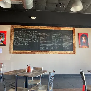 Menu on the wall changes daily