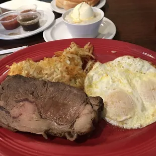 Prime rib and eggs